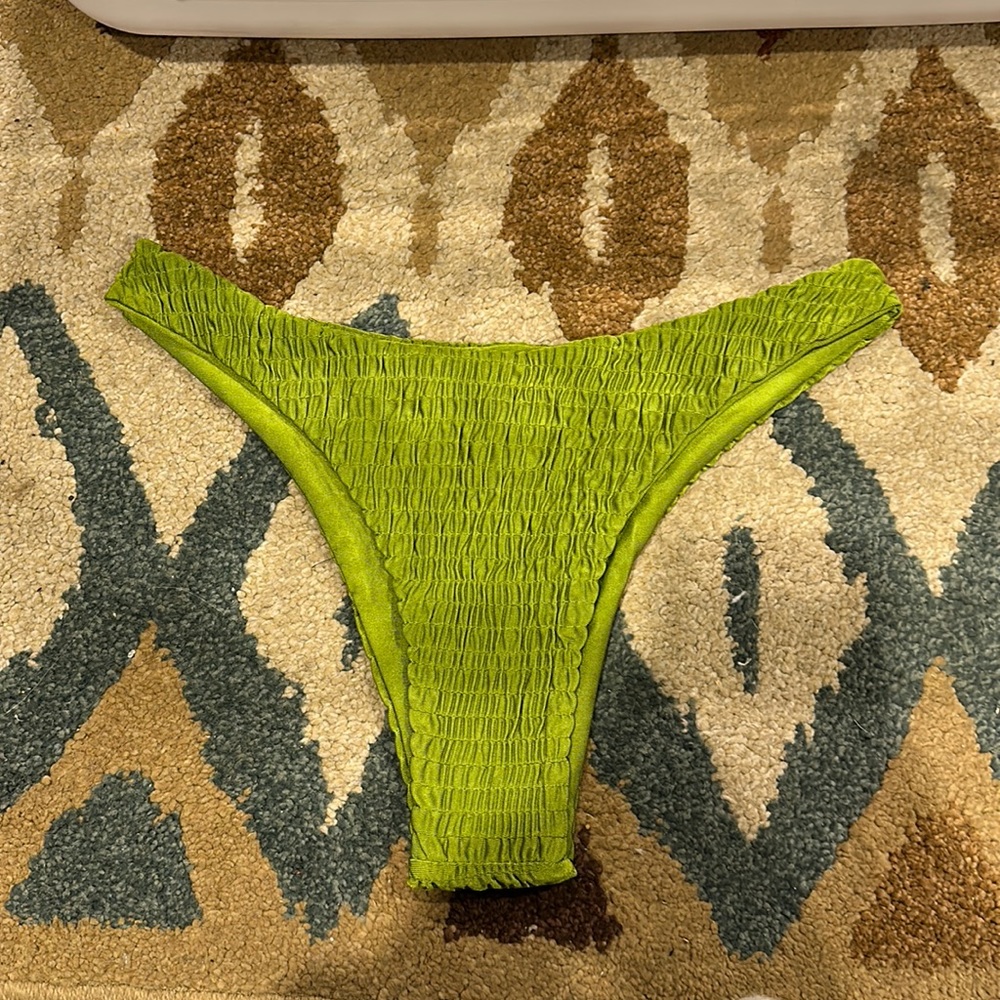 Zaful Army Green Smocked Bikini Bottoms